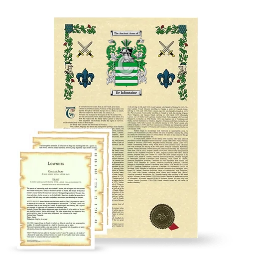 De lafontaine Armorial History and Symbolism package